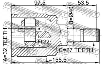 4 549 р. Правый шрус внутренний Febest (32X40X27) Honda Accord CF седан дорестайлинг (1997-2000)  с доставкой в г. Набережные‑Челны. Увеличить фотографию 4