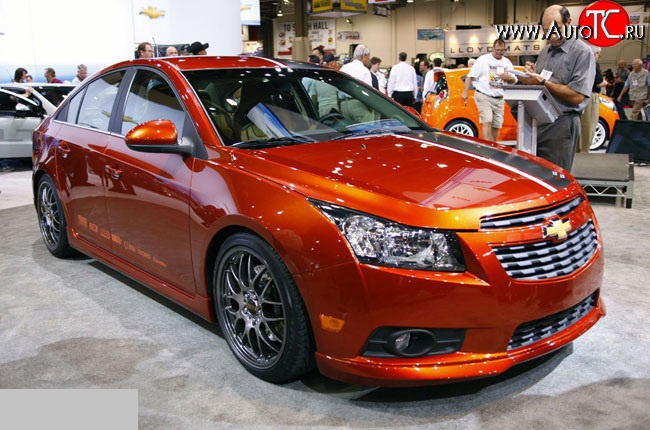 3 799 р. Накладка Z-Line на передний бампер Chevrolet Cruze J300 седан дорестайлинг (2009-2012) (Неокрашенная)  с доставкой в г. Набережные‑Челны