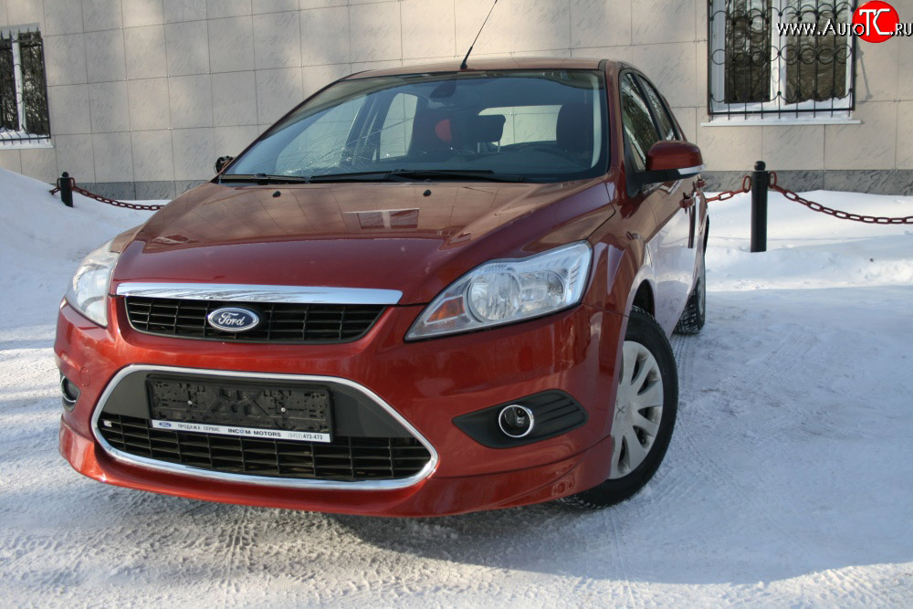 3 779 р. Накладка переднего бампера AutoTC Ford Focus 2 седан рестайлинг (2007-2011) (Неокрашенная)  с доставкой в г. Набережные‑Челны