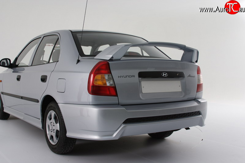 5 099 р. Задний бампер Классик Hyundai Accent седан ТагАЗ (2001-2012) (Неокрашенный)  с доставкой в г. Набережные‑Челны