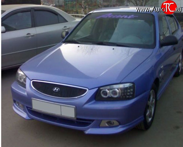 3 499 р. Накладки M-VRS на передний бампер автомобиля Hyundai Accent седан ТагАЗ (2001-2012) (Неокрашенная)  с доставкой в г. Набережные‑Челны