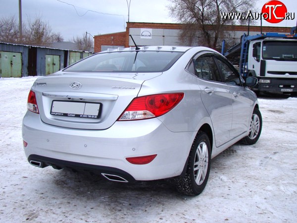 3 289 р. Диффузор заднего бампера Sport var №1 Hyundai Solaris RBr седан дорестайлинг (2010-2014) (Неокрашенный (глянец под окраску))  с доставкой в г. Набережные‑Челны