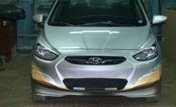 4 399 р. Накладка Sport на передний бампер Hyundai Solaris RBr хэтчбэк дорестайлинг (2010-2014) (Неокрашенная)  с доставкой в г. Набережные‑Челны. Увеличить фотографию 3