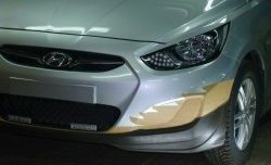 4 399 р. Накладка Sport на передний бампер Hyundai Solaris RBr хэтчбэк дорестайлинг (2010-2014) (Неокрашенная)  с доставкой в г. Набережные‑Челны. Увеличить фотографию 4