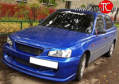 7 499 р. Передний бампер ATH New Hyundai Accent седан ТагАЗ (2001-2012) (Неокрашенный)  с доставкой в г. Набережные‑Челны