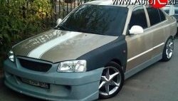 5 949 р. Пороги накладки ATH New Hyundai Accent седан ТагАЗ (2001-2012) (Неокрашенные)  с доставкой в г. Набережные‑Челны. Увеличить фотографию 2