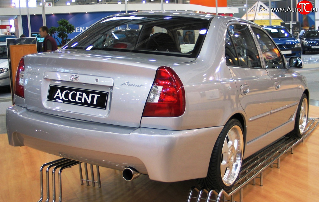 4 699 р. Задний бампер ATH-classic Hyundai Accent седан ТагАЗ (2001-2012) (Неокрашенный)  с доставкой в г. Набережные‑Челны