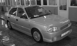 5 699 р. Передний бампер Classic Style Hyundai Accent седан ТагАЗ (2001-2012) (Неокрашенный)  с доставкой в г. Набережные‑Челны. Увеличить фотографию 1