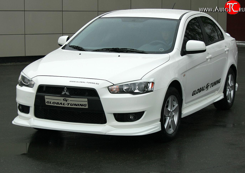 4 749 р. Накладка переднего бампера Mitsubishi global-Tuning Mitsubishi Lancer 10 CY седан рестайлинг (2011-2017) (Неокрашенная)  с доставкой в г. Набережные‑Челны