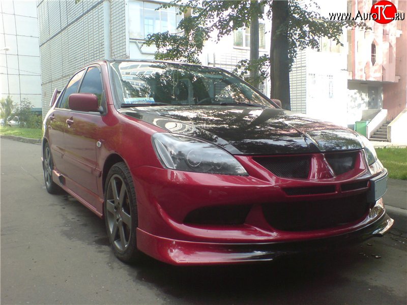 6 399 р. Накладка переднего бампера Evo Mitsubishi Lancer 9 1-ый рестайлинг седан (2003-2005) (Неокрашенная)  с доставкой в г. Набережные‑Челны