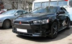 899 р. Вставка переднего бампера (зубатка) Evo Mitsubishi Lancer 10 CY седан рестайлинг (2011-2017) (Неокрашенная)  с доставкой в г. Набережные‑Челны. Увеличить фотографию 2