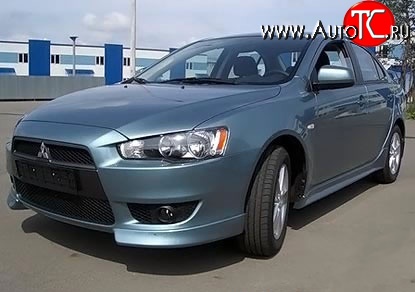 3 099 р. Клыки Evo на передний бампер автомобиля Mitsubishi Lancer 10 седан дорестайлинг (2007-2010) (Неокрашенные)  с доставкой в г. Набережные‑Челны