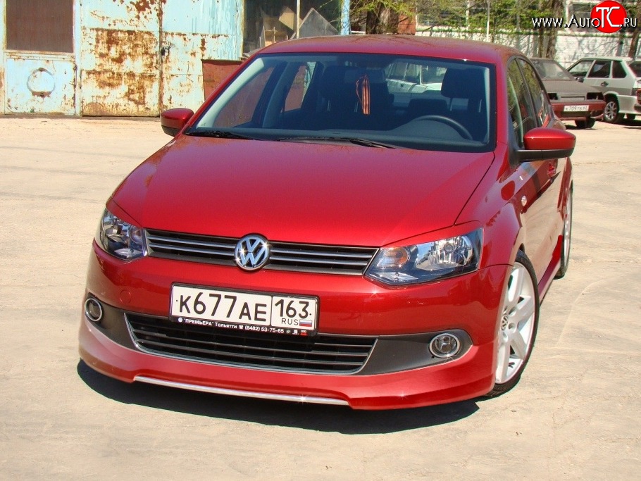 5 749 р. Накладка Racing на передний бампер Volkswagen Polo 5 седан дорестайлинг (2009-2015) (Неокрашенная)  с доставкой в г. Набережные‑Челны