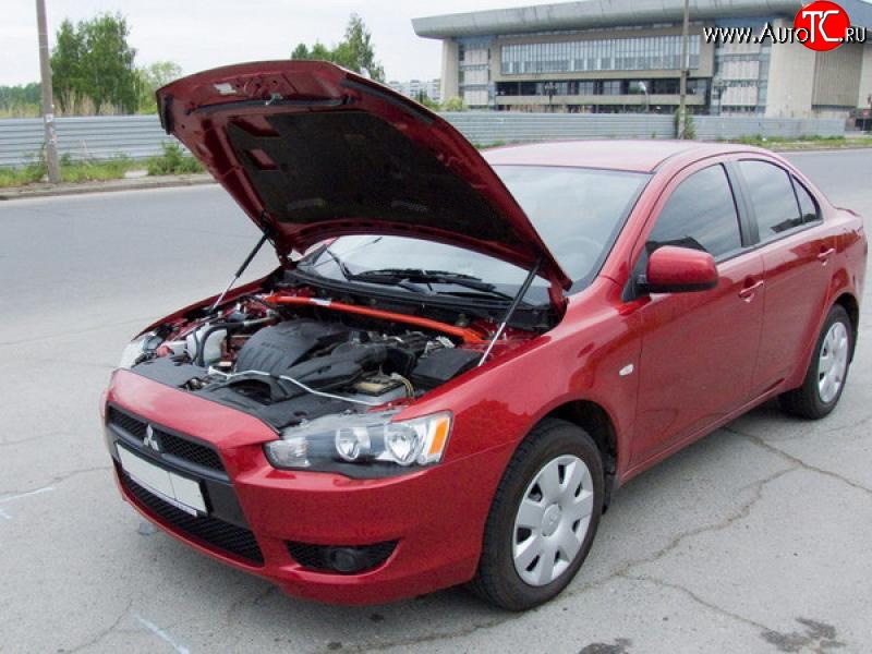 2 449 р. Упоры капота Sport Mitsubishi Lancer 10 хэтчбэк дорестайлинг (2007-2010)  с доставкой в г. Набережные‑Челны