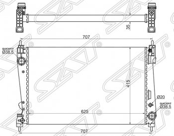 Радиатор двигателя SAT (пластинчатый, 1.3TD/1.7TD/1.4/1.6TD/1.9TD, МКПП) Fiat Grande Punto (2012-2024)