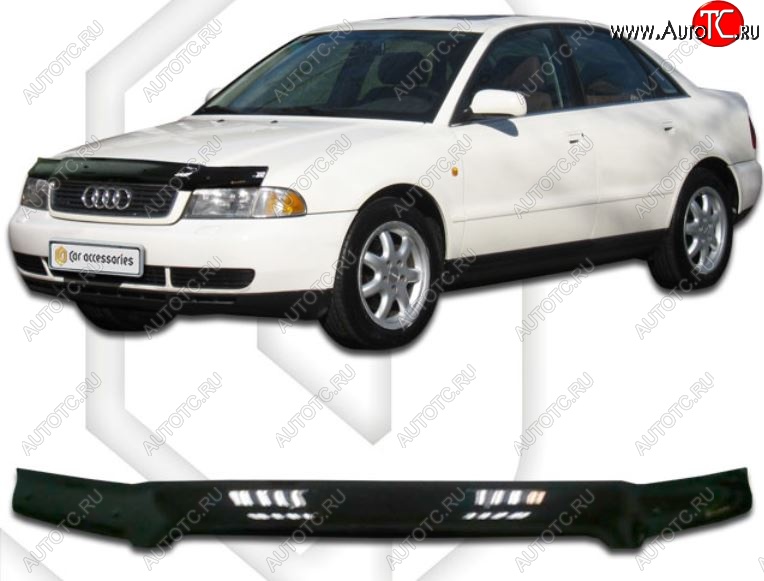 1 899 р. Дефлектор капота CA-Plastiс  Audi A4 ( B5 8D2 седан,  B5 8D5 универсал) (1996-2001) 1-ый рестайлинг, 1-ый рестайлинг, 2-ой рестайлинг, 2-ой рестайлинг (Classic черный, Без надписи)  с доставкой в г. Набережные‑Челны