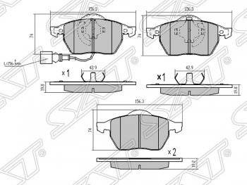 1 499 р. Передние тормозные колодки SAT  Audi A3 ( 8LA хэтчбэк 5 дв.,  8L1 хэтчбэк 3 дв.) - TT  8N  с доставкой в г. Набережные‑Челны. Увеличить фотографию 1