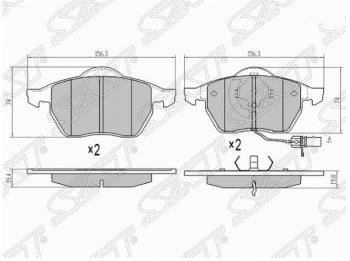 Комплект тормозных колодок SAT (передние) Audi (Ауди) A6 (А6)  C5 (1997-2001), Volkswagen (Волксваген) Golf (Гольф)  4 (1997-2003),  Passat (Пассат) ( B4,  B5,  B5.5,  B6) (1993-2011)