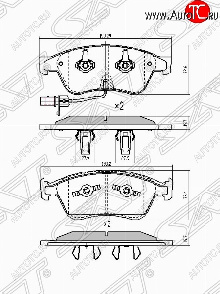 2 079 р. Колодки тормозные SAT  Audi A6  C6 (2004-2008) дорестайлинг, седан, дорестайлинг, универсал  с доставкой в г. Набережные‑Челны