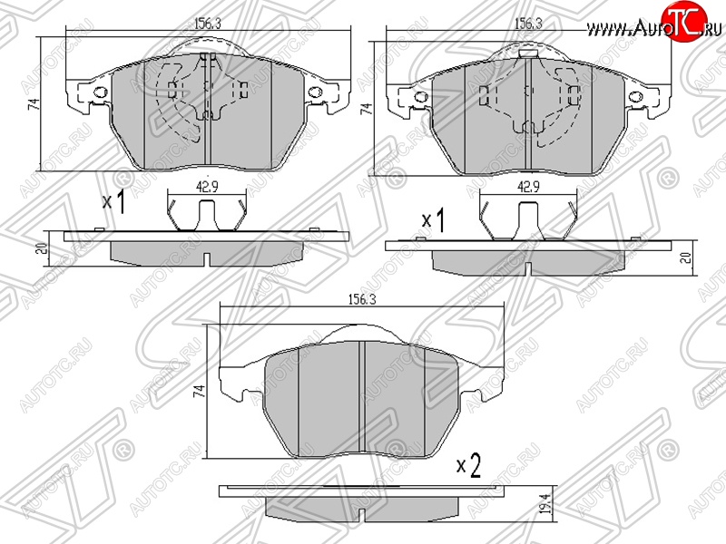 1 039 р. Комплект задних тормозных колодок SAT Skoda Octavia A5 дорестайлинг универсал (2004-2008)  с доставкой в г. Набережные‑Челны