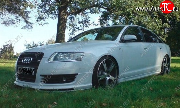 7 849 р. Накладка на передний бампер CT Audi A6 C6 дорестайлинг, универсал (2004-2008) (Неокрашенная)  с доставкой в г. Набережные‑Челны