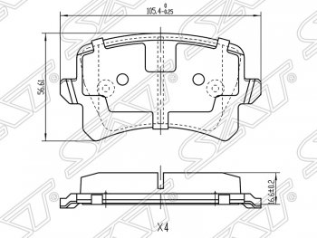 759 р. Колодки тормозные SAT (задние)  Audi A6  C6 (2004-2008), Volkswagen Passat ( B6,  B7) (2005-2015), Volkswagen Passat CC  дорестайлинг (2008-2012), Volkswagen Tiguan  NF (2006-2017)  с доставкой в г. Набережные‑Челны. Увеличить фотографию 1