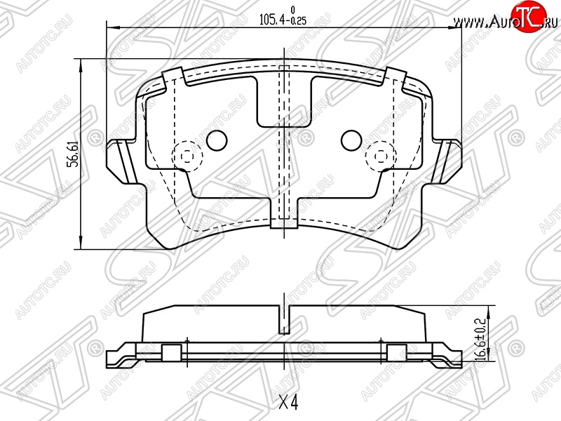 1 329 р. Колодки тормозные SAT (задние) Audi A6 C6 дорестайлинг, седан (2004-2008)  с доставкой в г. Набережные‑Челны