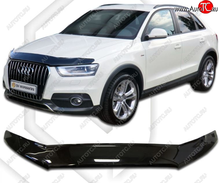 2 159 р. Дефлектор капота CA-Plastic  Audi Q3  8U (2011-2018) дорестайлинг, рестайлинг (Classic черный, Без надписи)  с доставкой в г. Набережные‑Челны