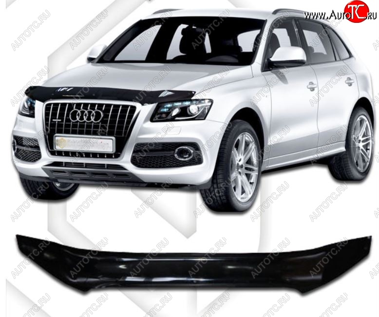 2 299 р. Дефлектор капота CA-Plastic  Audi Q5  8R (2008-2012) дорестайлинг (Classic черный, Без надписи)  с доставкой в г. Набережные‑Челны