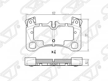 1 499 р. Колодки тормозные SAT (задние)  Audi Q7  4L (2005-2009), Porsche Cayenne ( 955,  957) (2002-2010), Volkswagen Touareg  GP (2002-2010)  с доставкой в г. Набережные‑Челны. Увеличить фотографию 1