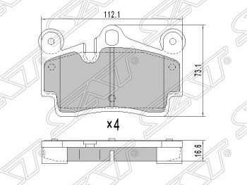 Колодки тормозные SAT (задние) Audi (Ауди) Q7 (Ку7)  4L (2005-2009), Porsche (Порш) Cayenne (Кайен) ( 955,  957) (2002-2010), Volkswagen (Волксваген) Touareg (Туарек)  GP (2002-2007)