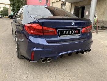 5 999 р. Накладки M-Perfomance под задний бампер (мини-лезвия) Inmax  BMW 5 серия  G30 (2016-2020) дорестайлинг, седан (цвет: черный глянец)  с доставкой в г. Набережные‑Челны. Увеличить фотографию 4