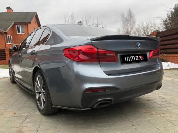 5 999 р. Накладки M-Perfomance под задний бампер (мини-лезвия) Inmax  BMW 5 серия  G30 (2016-2020) дорестайлинг, седан (цвет: черный глянец)  с доставкой в г. Набережные‑Челны. Увеличить фотографию 6