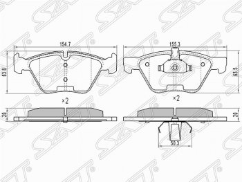 Колодки тормозные SAT (передние) BMW 5 серия E60 седан дорестайлинг (2003-2007)