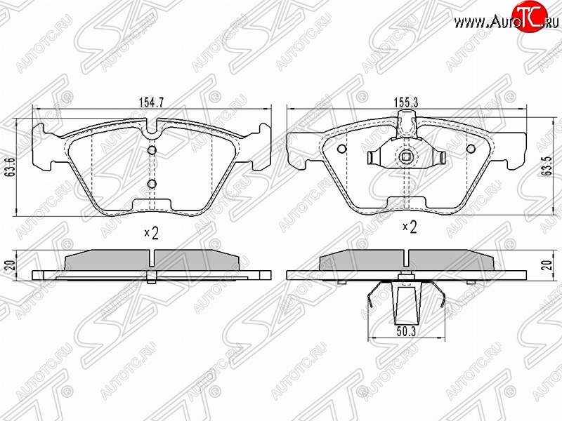 1 459 р. Колодки тормозные SAT (передние) BMW 5 серия E60 седан дорестайлинг (2003-2007)  с доставкой в г. Набережные‑Челны