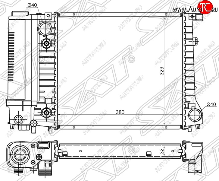 9 299 р. Радиатор двигателя SAT (пластинчатый, 1.6/1.8) BMW 3 серия E30 седан (1982-1991)  с доставкой в г. Набережные‑Челны