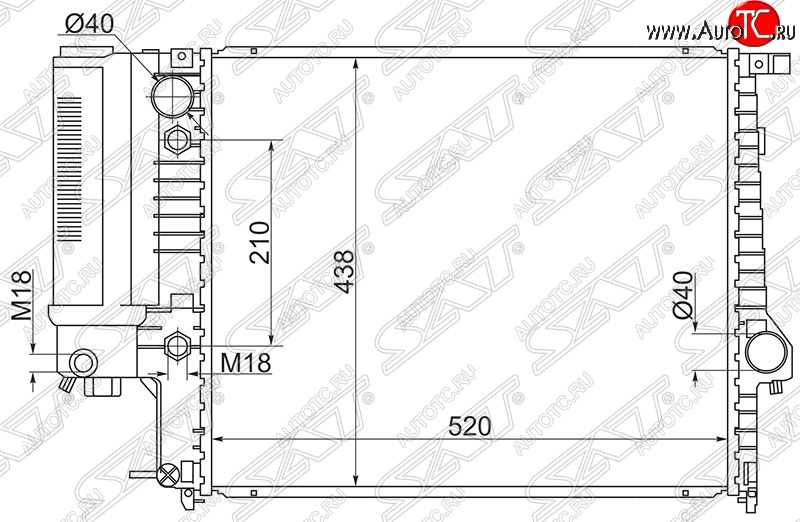11 499 р. Радиатор двигателя SAT (пластинчатый, 1.8/2.0/2.5) BMW 5 серия E34 седан дорестайлинг (1988-1994)  с доставкой в г. Набережные‑Челны
