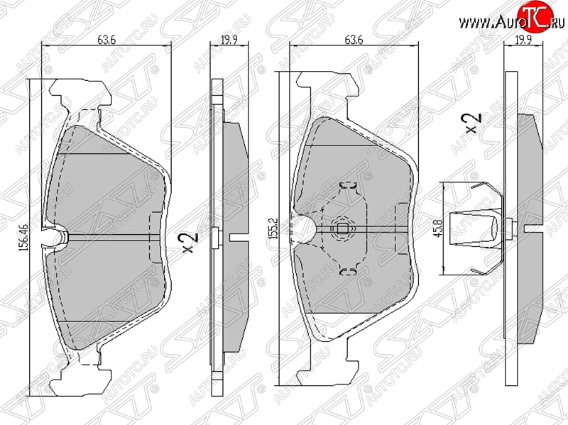 1 269 р. Колодки тормозные SAT (передние)  BMW 3 серия  E46 - X3  E83  с доставкой в г. Набережные‑Челны