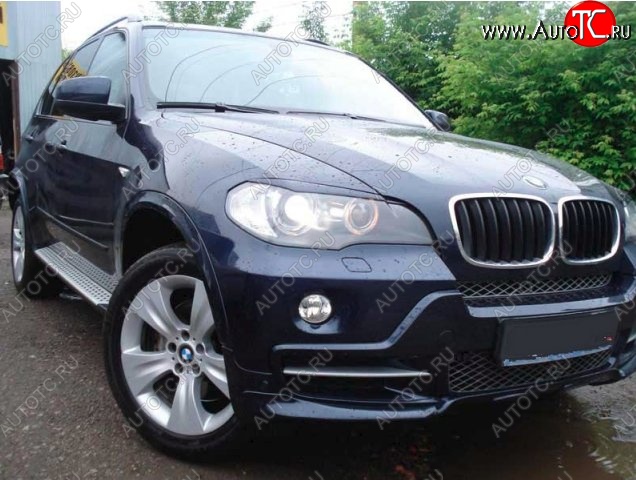 1 499 р. Реснички на фары CT BMW X5 E70 дорестайлинг (2006-2010) (Неокрашенные)  с доставкой в г. Набережные‑Челны