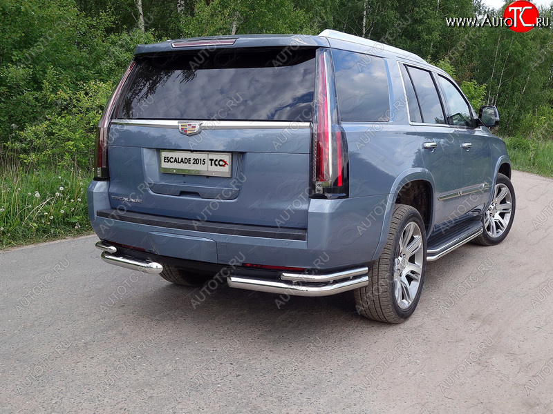 27 999 р. Защита заднего бампера (уголки двойные) ТСС 76,1/42,4 мм  Cadillac Escalade  GMTK2 джип 5 дв. (2015-2020) короткая база  с доставкой в г. Набережные‑Челны