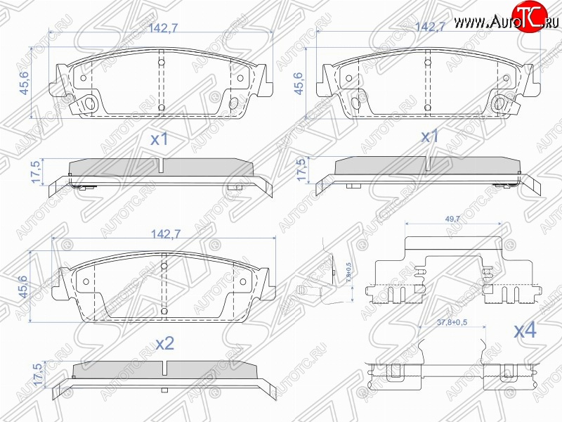 1 169 р. Комплект тормозных колодок SAT (задние)  Cadillac Escalade  GMT926 джип 5 дв. (2006-2014), Chevrolet Tahoe  GMT900 (2006-2013)  с доставкой в г. Набережные‑Челны