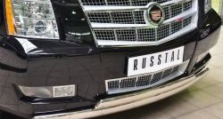 25 999 р. Защита переднего бампера (2 трубыØ75х42 мм, нержавейка) Russtal Cadillac Escalade GMT926 джип 5 дв. короткая база (2006-2014)  с доставкой в г. Набережные‑Челны. Увеличить фотографию 2