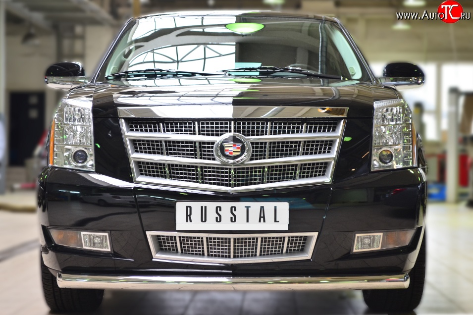 16 299 р. Одинарная защита переднего бампера диаметром 76 мм SLITKOFF Cadillac Escalade GMT926 джип 5 дв. короткая база (2006-2014)  с доставкой в г. Набережные‑Челны