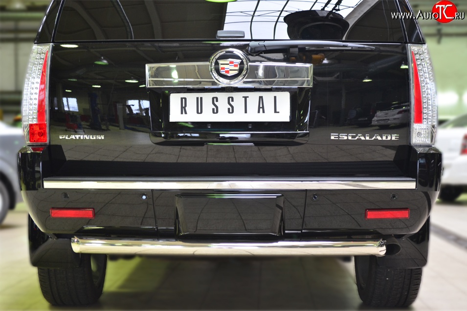 15 999 р. Защита заднего бампера (Ø76 мм, нержавейка) SLITKOFF  Cadillac Escalade  GMT926 джип 5 дв. (2006-2014) короткая база  с доставкой в г. Набережные‑Челны