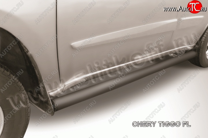 11 749 р. Защита порогов d76 труба Slitkoff  Chery Tiggo T11 (2013-2016) рестайлинг (Цвет: серебристый)  с доставкой в г. Набережные‑Челны