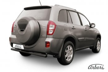 Защита заднего бампера Arbori (с проступью, черная, 1 труба d76 mm). Chery Tiggo T11 рестайлинг (2013-2016)