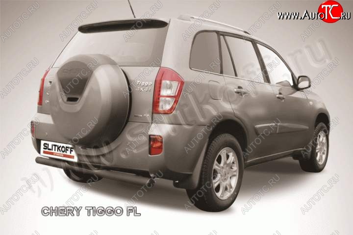 6 999 р. Защита заднего бампера из трубы d76 Slitkoff (с поступью) Chery Tiggo T11 рестайлинг (2013-2016) (Цвет: серебристый)  с доставкой в г. Набережные‑Челны