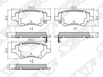 Колодки тормозные SAT (передние) Chery M11 A3 седан (2010-2016)