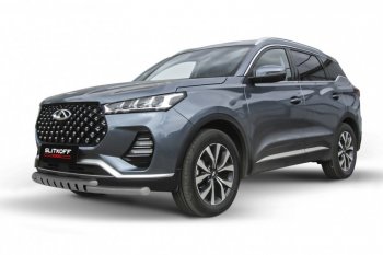 Защита переднего бампера Slitkoff (Ø 57+Ø 42 мм). Chery Tiggo 7 PRO (2019-2024)