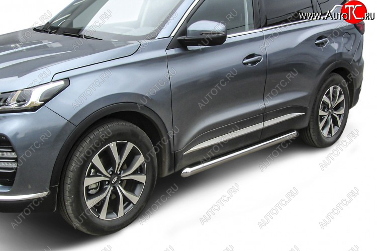 15 599 р. Защита порогов Slitkoff (Ø 76 мм, труба)  Chery Tiggo 7 PRO (2019-2024) (Нержавеющая сталь)  с доставкой в г. Набережные‑Челны